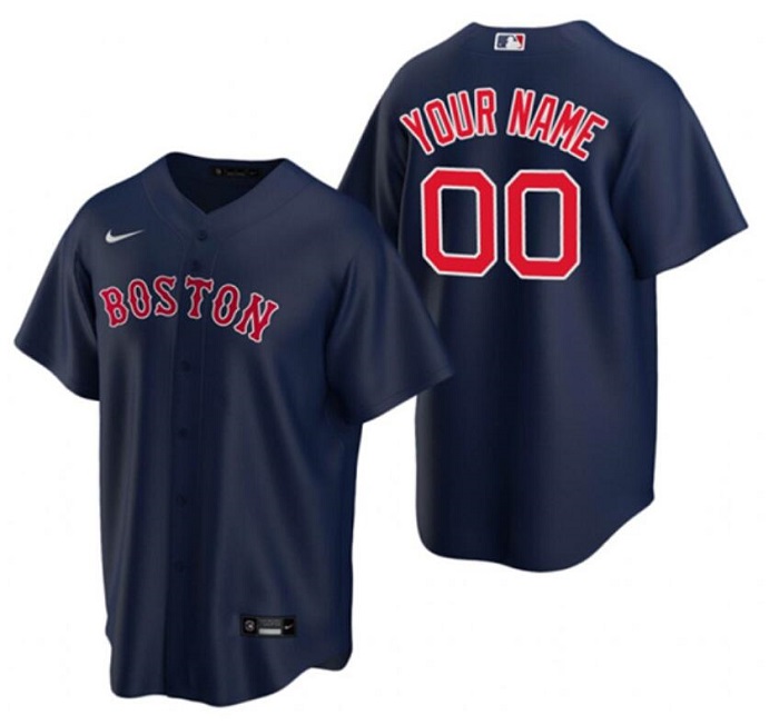 Men's Red Sox White ACTIVE PLAYER Custom Navy Cool Base Stitched Baseball Jersey